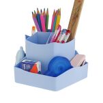 NIEBIESKI OBROTOWY ORGANIZER POJEMNIK PRZYBORNIK OBROTOWY OBRACANY NA BIURKO BLAT DLA DZIECKA NA KREDKI DŁUGOPISY - 4