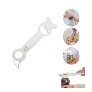 UNIWERSALNY OTWIERACZ KUCHENNY 4w1 DO SŁOIKÓW BUTELEK I PUSZEK BIAŁY WIELOFUNKCYJNY SOLIDNY