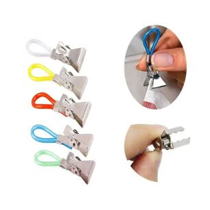 KLIPS UCHWYT WIESZAK NA ŚCIERKI ŚCIERECZKI RĘCZNIKI KUCHENNE ŻABKI ZAWIESZKI NA RELING ZESTAW 5SZT