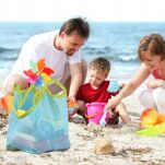 DUŻA POJEMNA TORBA PLAŻOWA TOREBKA NA PLAŻĘ PIKNIK ZABAWKI KOC RĘCZNIKI Z SIATKI AŻUROWA XXL NIEBIESKA - 2