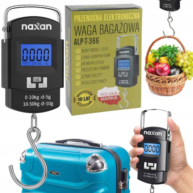 WAGA HAKOWA BAGAŻOWA DO BAGAŻU CYFROWA ELEKTRONICZNA RĘCZNA DO 50KG