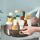 ORGANIZER OBROTOWY NA PRZYPRAWY PÓŁKA KUCHENNA DO SZAFKI 360 STOPNI NA KOSMETYKI GRAFITOWY 28CM - 3