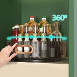 ORGANIZER OBROTOWY NA PRZYPRAWY PÓŁKA KUCHENNA DO SZAFKI 360 STOPNI NA KOSMETYKI GRAFITOWY 28CM - 2