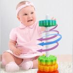 WIEŻA DO UKŁADANIA PIRAMIDKA UKŁADANKA PIRAMIDA SORTER KOLOROWA SPIRALA EDUKACYJNA DLA DZIECI - 4