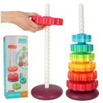 WIEŻA DO UKŁADANIA PIRAMIDKA UKŁADANKA PIRAMIDA SORTER KOLOROWA SPIRALA EDUKACYJNA DLA DZIECI - 2