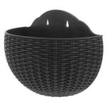 DONICZKA NA BALKON TARAS ŚCIANĘ WISZĄCA RATTANOWA CZARNA NA KWIATY ZESTAW 2 HACZYKI KOŁKI SIMPLO - 4