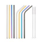 SŁOMKI RURKI METALOWE DO PICIA NAPOJÓW KOKTAJLI DRINKÓW WIELORAZOWE CIENKIE Z CZYŚCIKIEM 8 SZTUK - 5