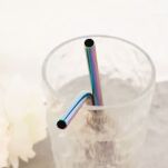 SŁOMKI RURKI METALOWE DO PICIA NAPOJÓW KOKTAJLI DRINKÓW WIELORAZOWE CIENKIE Z CZYŚCIKIEM 8 SZTUK - 2