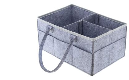 ORGANIZER DLA MAMY I DZIECKA SZARY FILCOWY KOSZ NA PIELUSZKI KOSMETYKI AKCESORIA Z PRZEGRODAMI