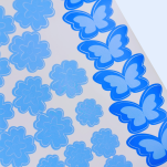 NAKLEJKI ŚCIENNE KWIATY I MOTYLE SAMOPRZYLEPNE DEKORACJE NA MEBLE I ŚCIANY ARKUSZ 60SZT  BŁĘKITNY - 5