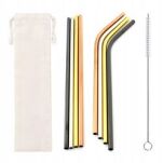 WIELORAZOWE SŁOMKI METALOWE RURKI DO PICIA ZE STALI NIERDZEWNEJ 10 ELEMENTÓW ZESTAW EKO W2 - 2