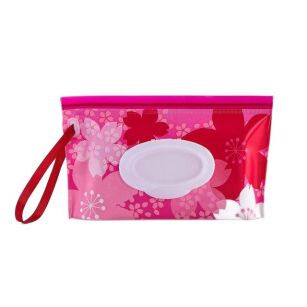 RÓŻOWE KWIATY PUDEŁKO POJEMNIK SASZETKA NA CHUSTECZKI NAWILŻANE NAWILŻAJĄCE MOKRE PODRĘCZNE ETUI WIELORAZOWE