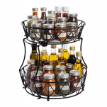 KOSZ KOSZYK NA OWOCE WARZYWA PIĘTROWY METALOWY DUŻY CZARNY OKRĄGŁY AŻUROWY - 4