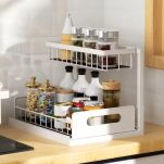 KOSZ CARGO ORGANIZER POD ZLEWOZMYWAK ZLEW UMYWALKĘ DO SZAFKI SZAFY DWUPOZIOMOWY WYSUWANA PÓŁKA KUCHENNA - 3