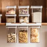 POJEMNIKI PUDEŁKAHERMETYCZNE NA ŻYWNOŚĆ PRODUKTY SYPKIE PRZYPRAWY ZAWIESZANE DO SZAFKI ZESTAW 3SZT - 4