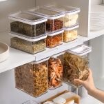 POJEMNIKI PUDEŁKAHERMETYCZNE NA ŻYWNOŚĆ PRODUKTY SYPKIE PRZYPRAWY ZAWIESZANE DO SZAFKI ZESTAW 3SZT - 2