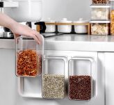 POJEMNIKI PUDEŁKAHERMETYCZNE NA ŻYWNOŚĆ PRODUKTY SYPKIE PRZYPRAWY ZAWIESZANE DO SZAFKI ZESTAW 3SZT - 3