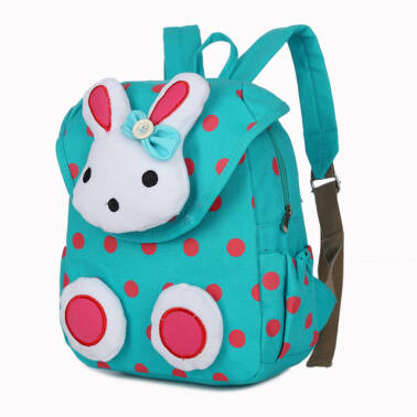 Plecak do przedszkola dla dziewczynki z króliczkiem miętowy w czerwone kropki
