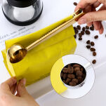 KLIPS METALOWY DO OPAKOWAŃ ZŁOTY 17,5CM Z MIARKĄ 18ML SPINACZ DO KAWY HERBATY PRZYPRAW PŁATKÓW ZBOŻOWYCH - 2