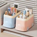 NIEBIESKI ORGANIZER PRZYBORNIK POJEMNIK NA BIURKO DLA DZIECI NA KREDKI DŁUGOPISY PRZYBORY AUTKO AUTOBUS - 5