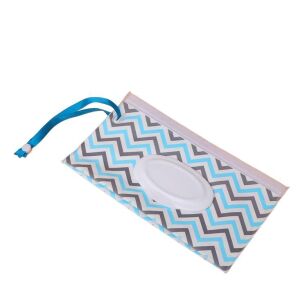 NIEBIESKI ZYGZAK PUDEŁKO POJEMNIK SASZETKA NA CHUSTECZKI NAWILŻANE NAWILŻAJĄCE MOKRE PODRĘCZNE ETUI WIELORAZOWE