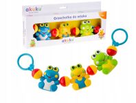 AKUKU GRZECHOTKA ZABAWKA DLA NIEMOWLĄT ZAWIESZANA DO WÓZKA ŁÓŻECZKA WIELOKOLOROWA WESOŁE ŻABKI - 6