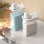 POJEMNIK ORGANIZER PUDEŁKO NA PROSZEK PŁYN DO PRANIA PŁUKANIA Z MIARKĄ ZAMYKANE NA DETERGENTY 2300ML - 3