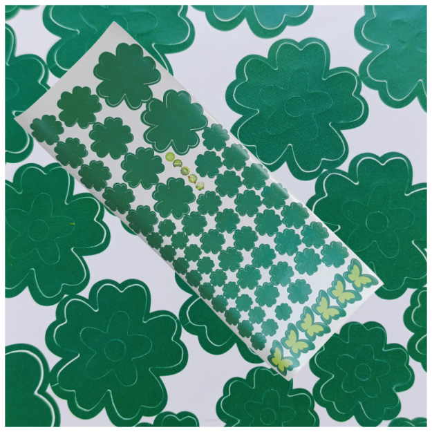 NAKLEJKI ŚCIENNE KWIATY I MOTYLE SAMOPRZYLEPNE DEKORACJE NA MEBLE I ŚCIANY ARKUSZ 60SZT CIEMNOZIELONY