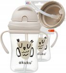 AKUKU BIDON BUTELKA Z MIĘKKĄ SŁOMKĄ RURKĄ KUBEK DLA DZIECI Z UCHWYTAMI RĄCZKAMI 300ML 9M+ SOWA - 10