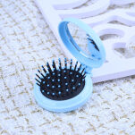 RÓŻOWA SKŁADANA MINI SZCZOTKA DO ROZCZESYWANIA WŁOSÓW GRZEBIEŃ DO TOREBKI PODRÓŻNA Z LUSTERKIEM - 4