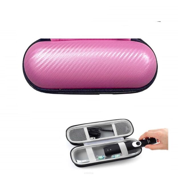 ETUI PODRÓŻNE NA SZCZOTECZKĘ ELEKTRYCZNĄ RÓŻOWE WODOODPORNE POJEMNIK NA ŁADOWARKĘ I KOŃCÓWKI