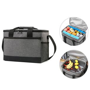TORBA TERMICZNA IZOTERMICZNA NA JEDZENIE ZAKUPY PIKNIK PLAŻĘ 16L SZARA Z PASKIEM NA RAMIĘ
