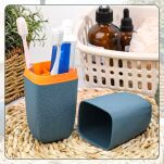 GRANATOWY POJEMNIK KUBEK ETUI PUDEŁKO ORGANIZER PODRÓŻNY TURYSTYCZNY NA SZCZOTECZKĘ SZCZOTKĘ PASTĘ DO ZĘBÓW DO WALIZKI - 4