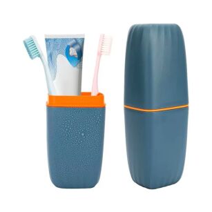 GRANATOWY POJEMNIK KUBEK ETUI PUDEŁKO ORGANIZER PODRÓŻNY TURYSTYCZNY NA SZCZOTECZKĘ SZCZOTKĘ PASTĘ DO ZĘBÓW DO WALIZKI