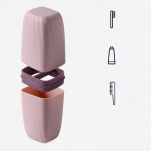 RÓŻOWY POJEMNIK KUBEK ETUI PUDEŁKO ORGANIZER PODRÓŻNY TURYSTYCZNY NA SZCZOTECZKĘ SZCZOTKĘ PASTĘ DO ZĘBÓW DO WALIZKI - 3