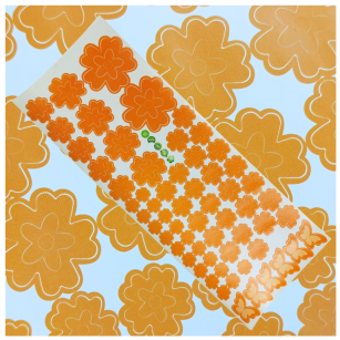 NAKLEJKI ŚCIENNE KWIATY I MOTYLE SAMOPRZYLEPNE DEKORACJE NA MEBLE I ŚCIANY ARKUSZ 60SZT POMARAŃCZOWY