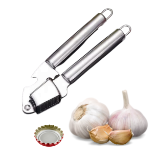 PRASKA KUCHENNA DO CZOSNKU 2W1 – WYCISKACZ ZE STALI NIERDZEWNEJ Z FUNKCJĄ OTWIERACZA DO BUTELEK