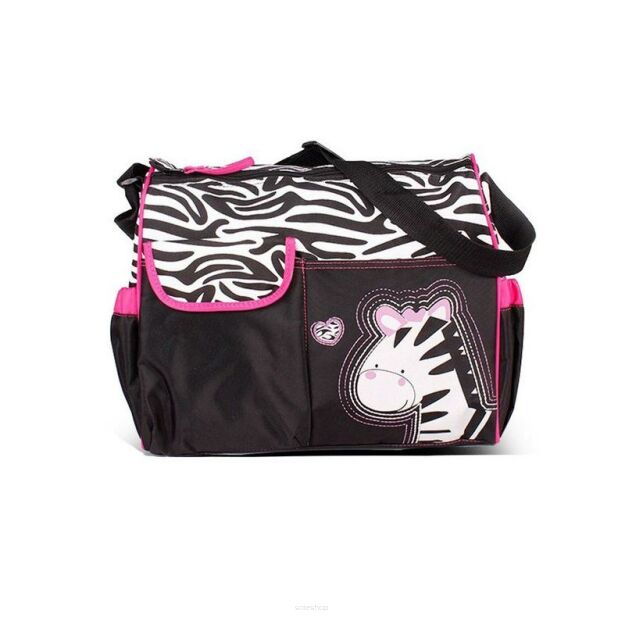 RÓŻOWA ZEBRA TORBA NA RAMIĘ DO WÓZKA PODRÓŻNA DLA DZIECKA I MAMY NA BASEN SPORTOWA DUŻA