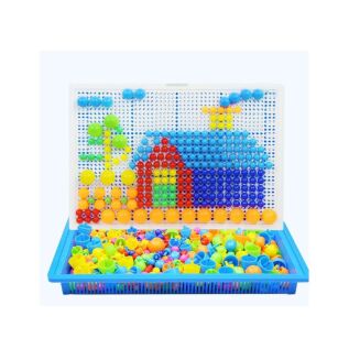 MOZAIKA KREATYWNA ZABAWKA EDUKACYJNA DLA DZIECI 296 ELEMENTÓW WALIZECZKA ĆWICZENIE CHWYTU NAUKA KOLORÓW