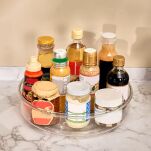 DUŻA TRANSPARENTNA PÓŁKA TACA OBROTOWA ORGANIZER NA KOSMETYKI PRZYPRAWY DO SZAFY OBROTOWY - 3