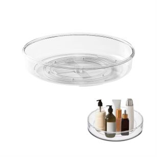DUŻA TRANSPARENTNA PÓŁKA TACA OBROTOWA ORGANIZER NA KOSMETYKI PRZYPRAWY DO SZAFY OBROTOWY