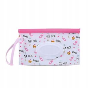 SŁONIKI I MISIE PUDEŁKO POJEMNIK SASZETKA NA CHUSTECZKI NAWILŻANE NAWILŻAJĄCE MOKRE PODRĘCZNE ETUI WIELORAZOWE