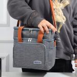 SZARA TORBA TERMICZNA IZOLACYJNA PLAŻOWA TURYSTYCZNA BOX NA LUNCH JEDZENIE PIKNIK TERMOIZOLACYJNA NA RAMIĘ - 5