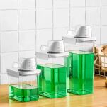 POJEMNIK ORGANIZER PUDEŁKO NA PROSZEK PŁYN DO PRANIA PŁUKANIA Z MIARKĄ ZAMYKANE NA DETERGENTY 1100ML - 5