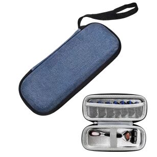 Etui pojemnik organizer na maszynkę do golenia kosmetyki do walizki torebki 18*8*4cm niebieskie